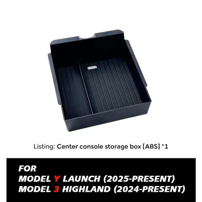 MaxStore Console  Armrest Storage Box For Tesla Model Y 2025 Juniper  ABS Organizer With Silicone A 2