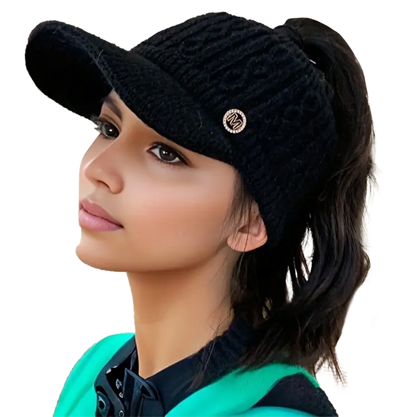 Female Leakage Ponytail Winter Hat Versatile Outdoor Padded Knitted Cap Ponytail Outdoor Padded War 5