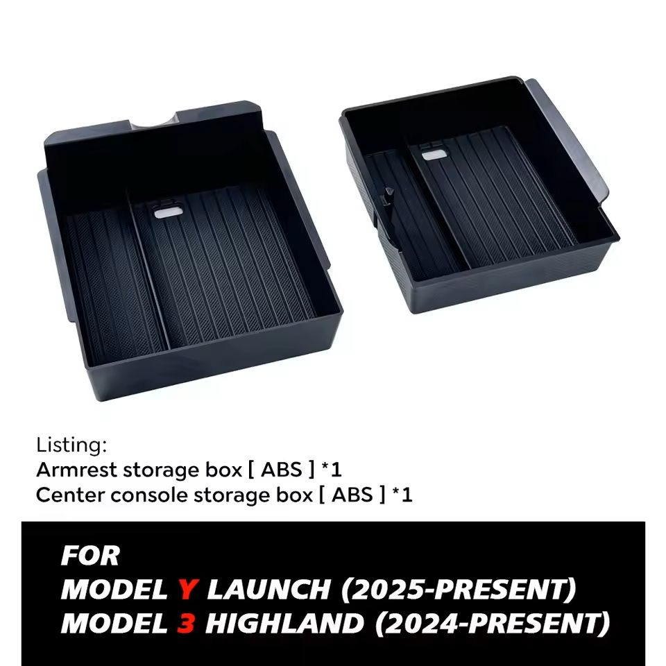 MaxStore Console  Armrest Storage Box For Tesla Model Y 2025 Juniper  ABS Organizer With Silicone A 3