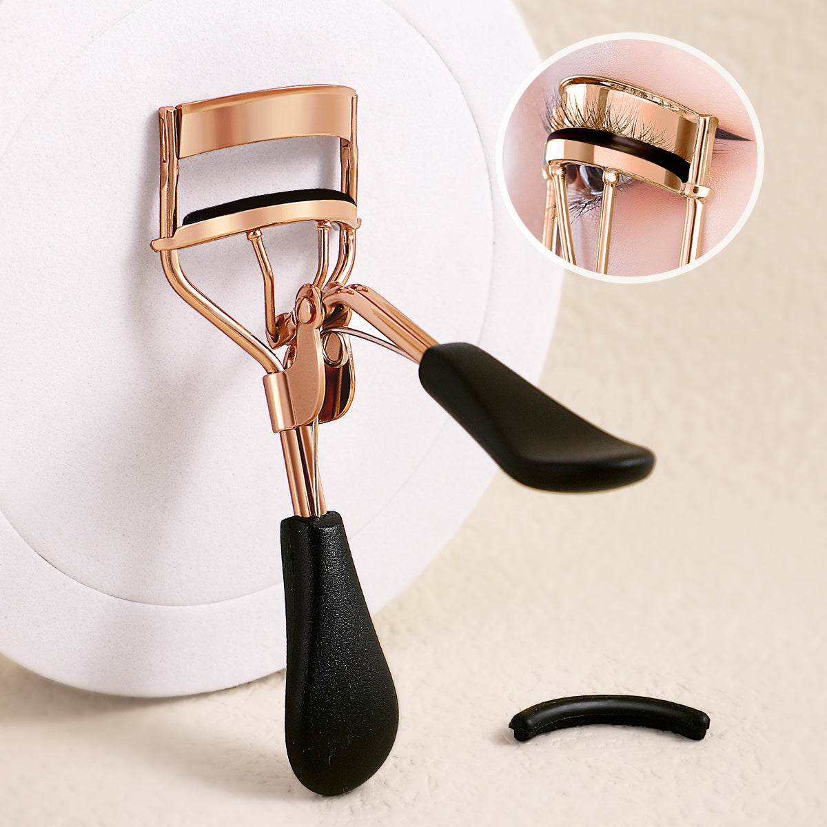 Eyelash Curler with Silicone Pads, Stainless Steel Portable Curling Tool for Extensions and More