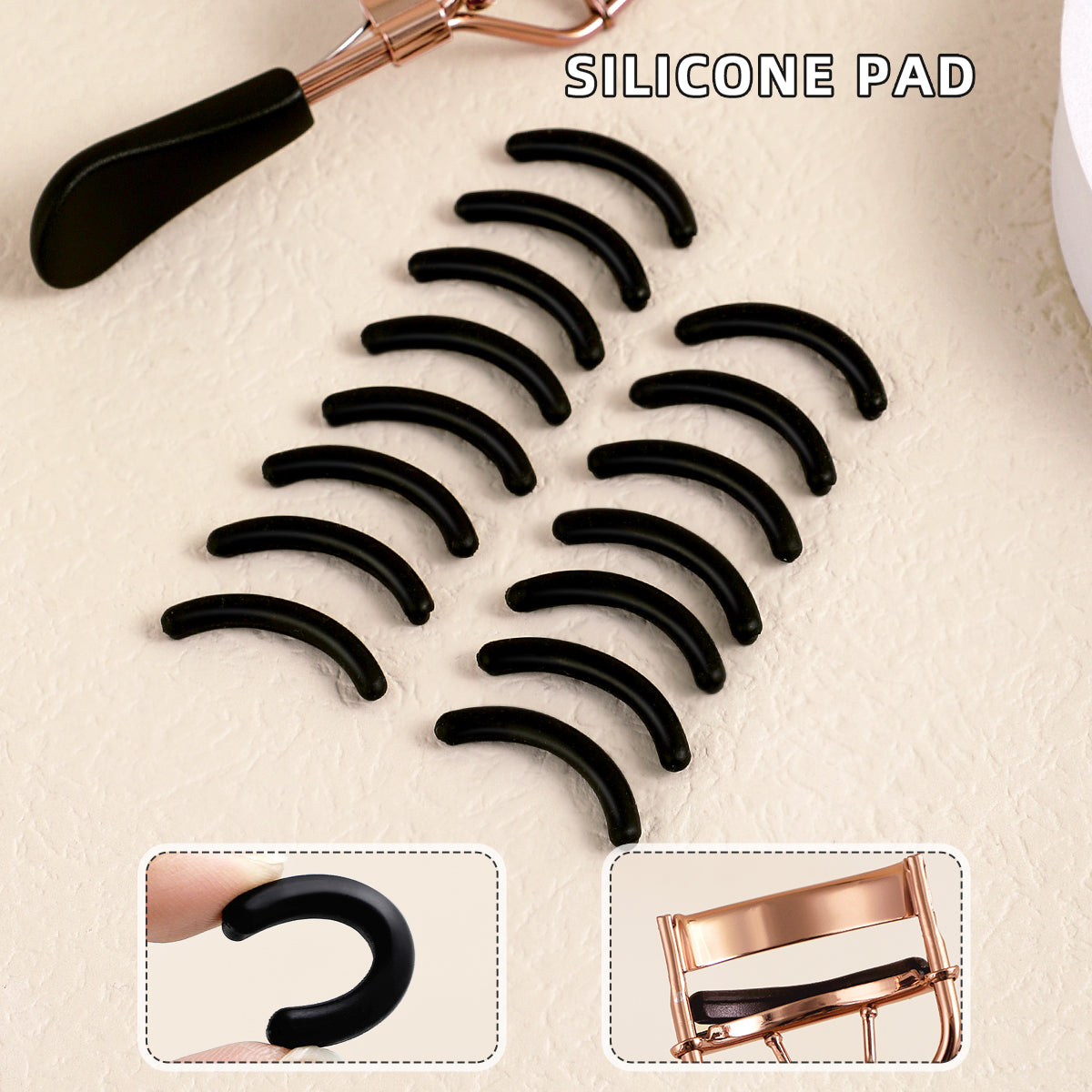 Eyelash Curler with Silicone Pads, Stainless Steel Portable Curling Tool for Extensions and More