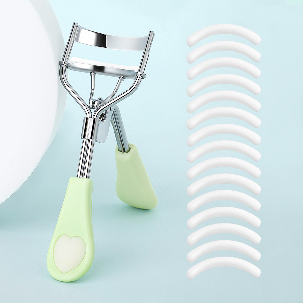 Eyelash Curler with Silicone Pads, Stainless Steel Portable Curling Tool for Extensions and More