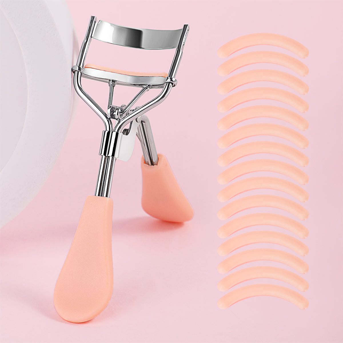 Eyelash Curler with Silicone Pads, Stainless Steel Portable Curling Tool for Extensions and More