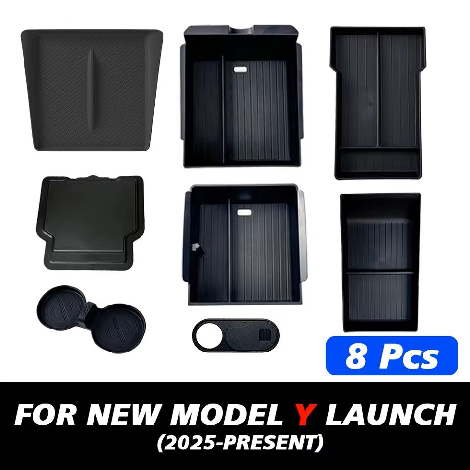 MaxStore Console  Armrest Storage Box For Tesla Model Y 2025 Juniper  ABS Organizer With Silicone A 14