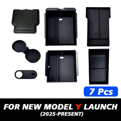 MaxStore Console  Armrest Storage Box For Tesla Model Y 2025 Juniper  ABS Organizer With Silicone A 20