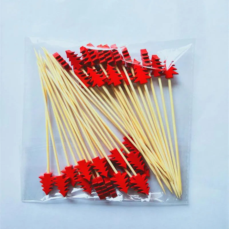 Christmas Fruit Sticks, Disposable Bamboo Sticks for Xmas Ornaments