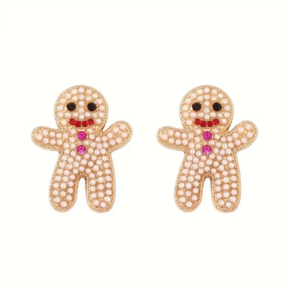 Sparkling Rhinestone Gingerbread Stud Earrings For Women Cute Chic Holiday Christmas Accessory 2