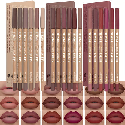 Long-Lasting Velvet Matte Lip Liner Pencils Set, Non-Drying, Versatile for All Skin Types