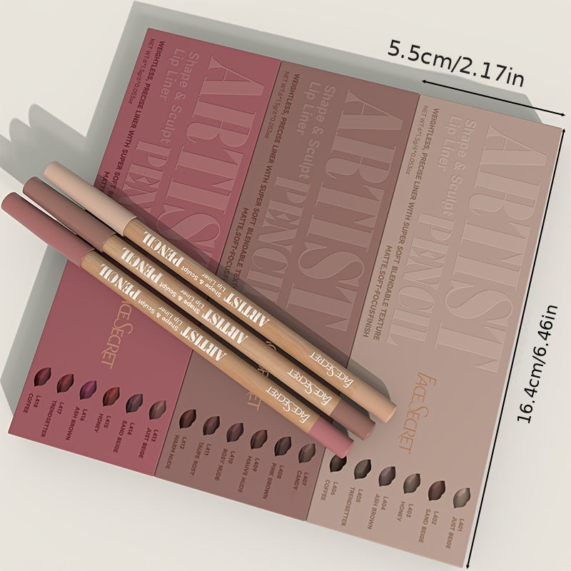 Long-Lasting Velvet Matte Lip Liner Pencils Set, Non-Drying, Versatile for All Skin Types