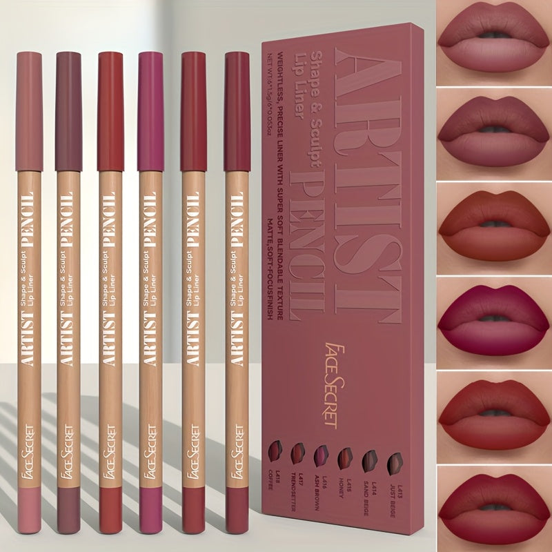 Long-Lasting Velvet Matte Lip Liner Pencils Set, Non-Drying, Versatile for All Skin Types