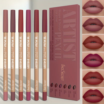Long-Lasting Velvet Matte Lip Liner Pencils Set, Non-Drying, Versatile for All Skin Types
