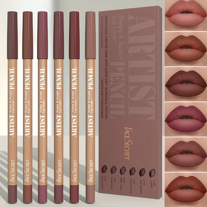 Long-Lasting Velvet Matte Lip Liner Pencils Set, Non-Drying, Versatile for All Skin Types