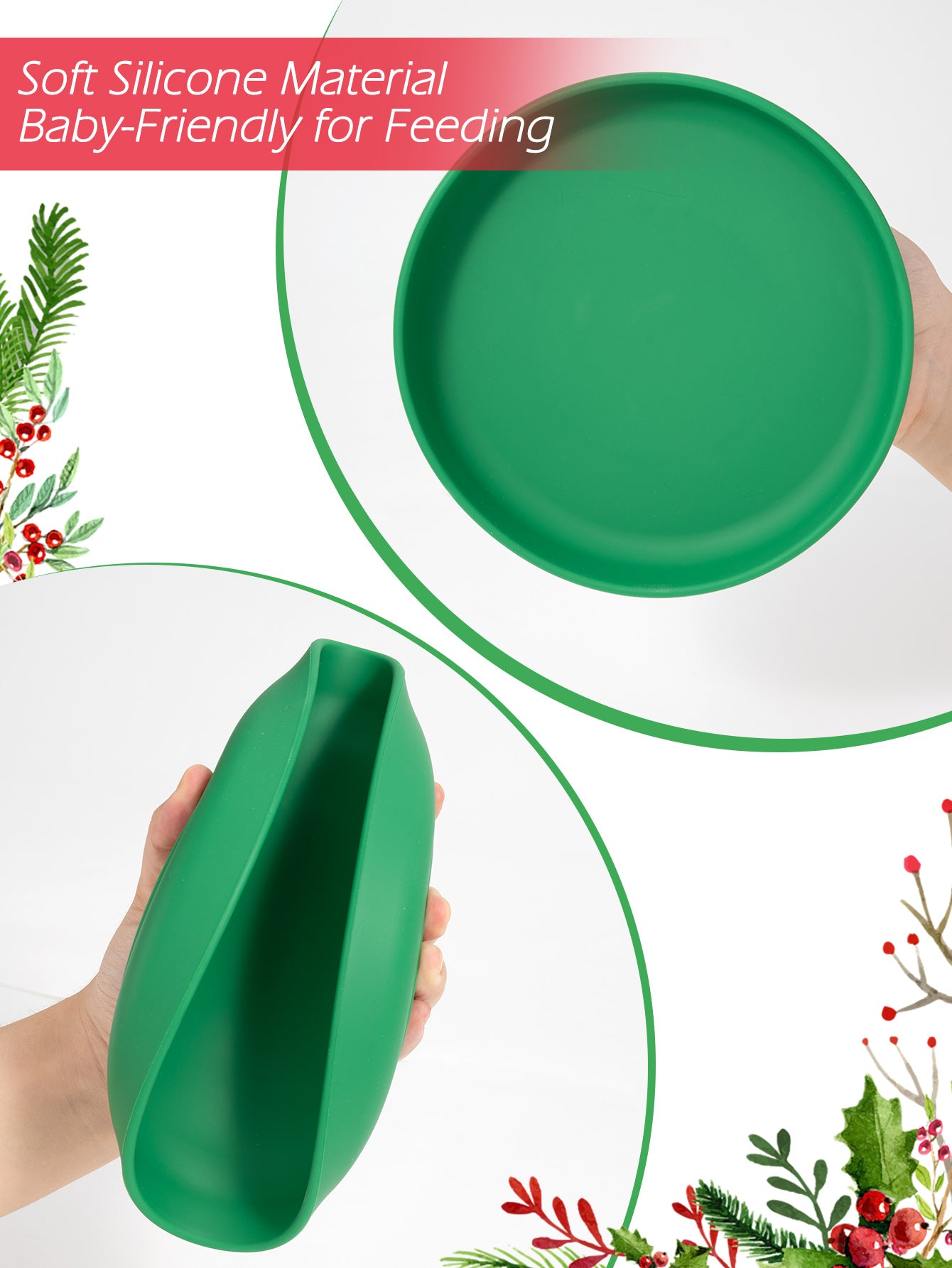 Color Kids Silicone Plate Suction, BPA-Free Baby Dishes, Newborn Feeding Bowl
