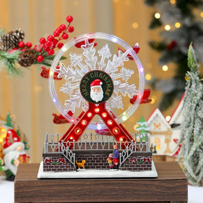Santa Spinning Light Up Ferris Wheel Christmas Octavo Music Ornament New Year Home Party Decoration 3