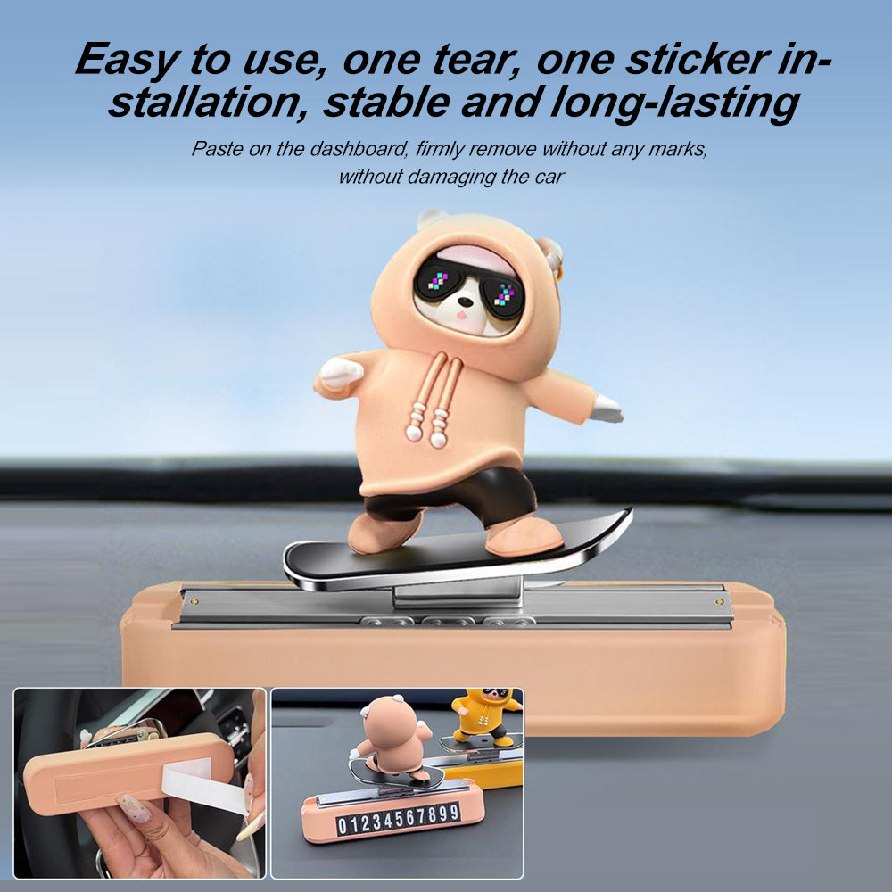Creative Car Cartoon Interior Accessories New Dashboard Car Decorations Skateboard Bear Magnetic Pa 5
