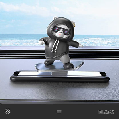 Creative Car Cartoon Interior Accessories, New Dashboard Car Decorations Skateboard, Bear Magnetic Parking Number Plate