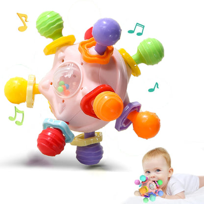 Developmental Learning Teether Toys, Montessori Baby Sensory Teething Toys, Chewable Rattles Boys & Girls