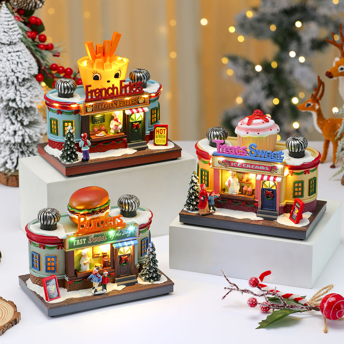 Christmas New Year Gift, Rotating Glowing Octave Box, Xmas Creative Kitchen Ornament, Children Music Box Decoration