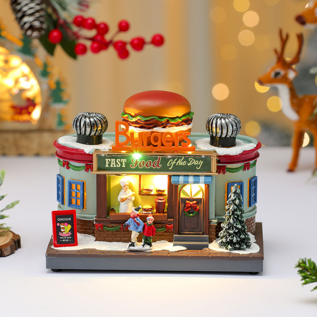 Christmas New Year Gift Rotating Glowing Octave Box Xmas Creative Kitchen Ornament Children Music B 2