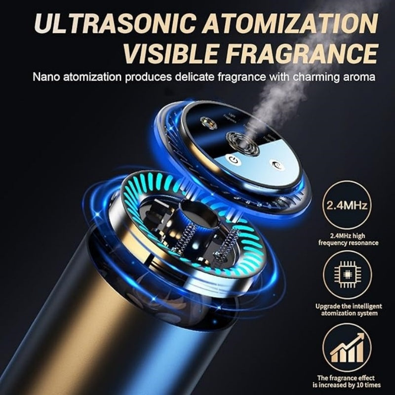 Auto Scent Air Freshener Smart Car Diffuser With Starry Light Refill Waterless 2