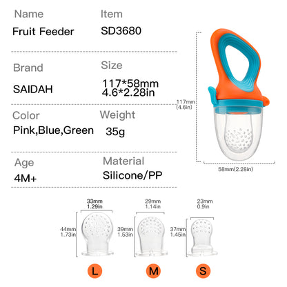 Food Grade Silicone Infant Baby Feeder Medium Mesh Bag For Fruit  Vegetable Feeding 3