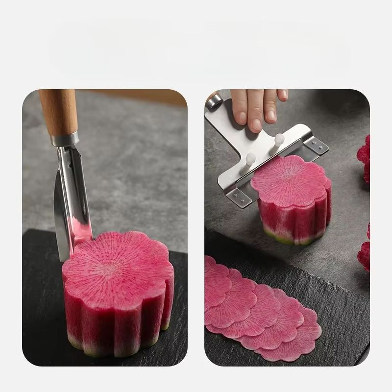 Decorative Fruit And Vegetable Slicer Broach Knife  Radish Flower  Heart Garnish Tool 4