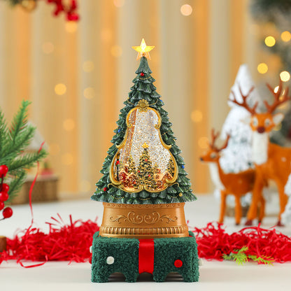 Christmas Gifts Christmas Tree Shaped Octave Box Light Up Automatic Snow Ornament Xmas Sign Theme D 1
