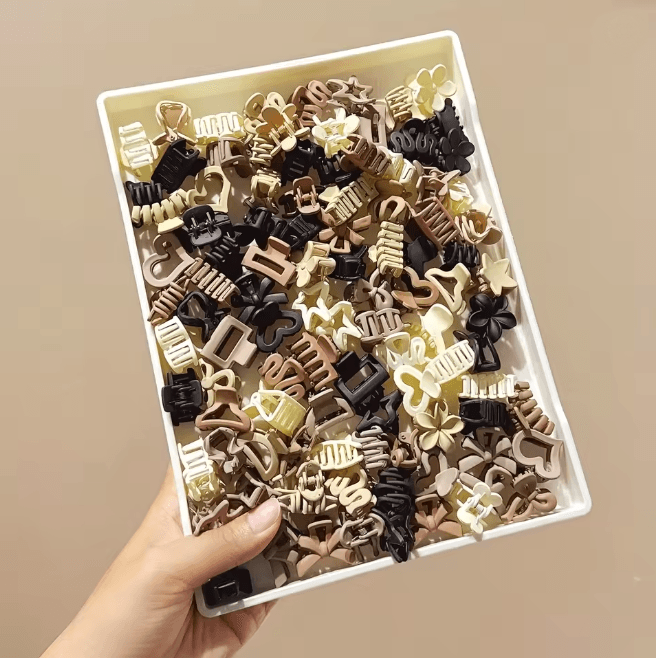 Beige Mini Hair Clip Set 1