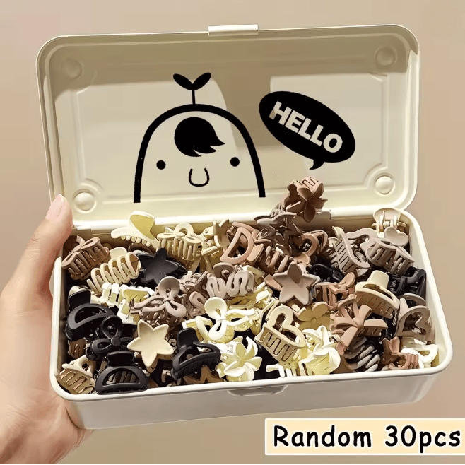 Beige Mini Hair Clip Set 7