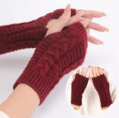 Chunky Knit Faux Wool Fingerless Gloves