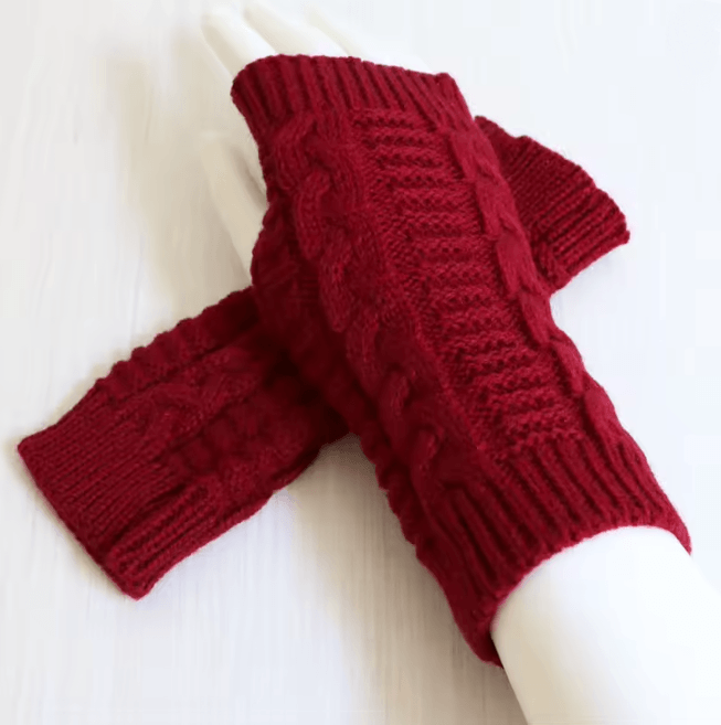 Chunky Knit Faux Wool Fingerless Gloves 9