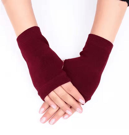 Chunky Knit Faux Wool Fingerless Gloves 14