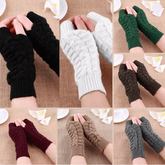Chunky Knit Faux Wool Fingerless Gloves 2