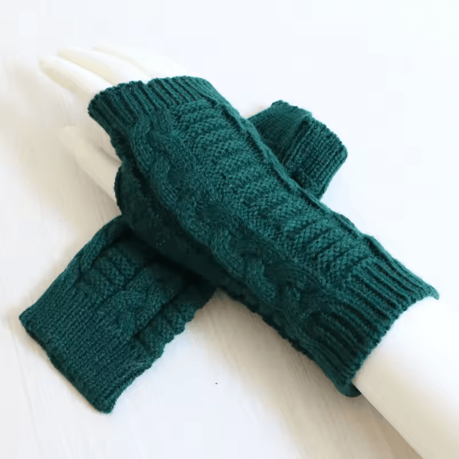 Chunky Knit Faux Wool Fingerless Gloves 5