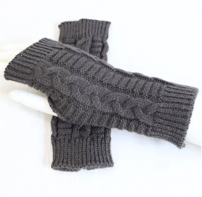 Chunky Knit Faux Wool Fingerless Gloves 6