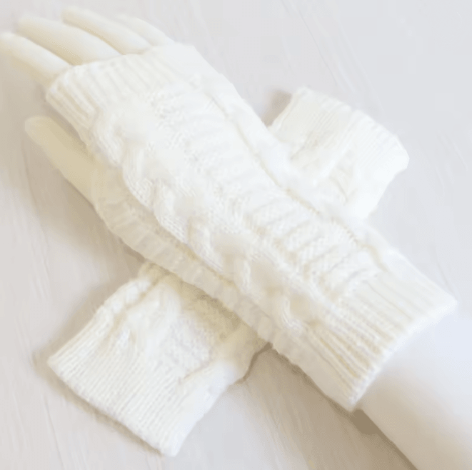 Chunky Knit Faux Wool Fingerless Gloves 7