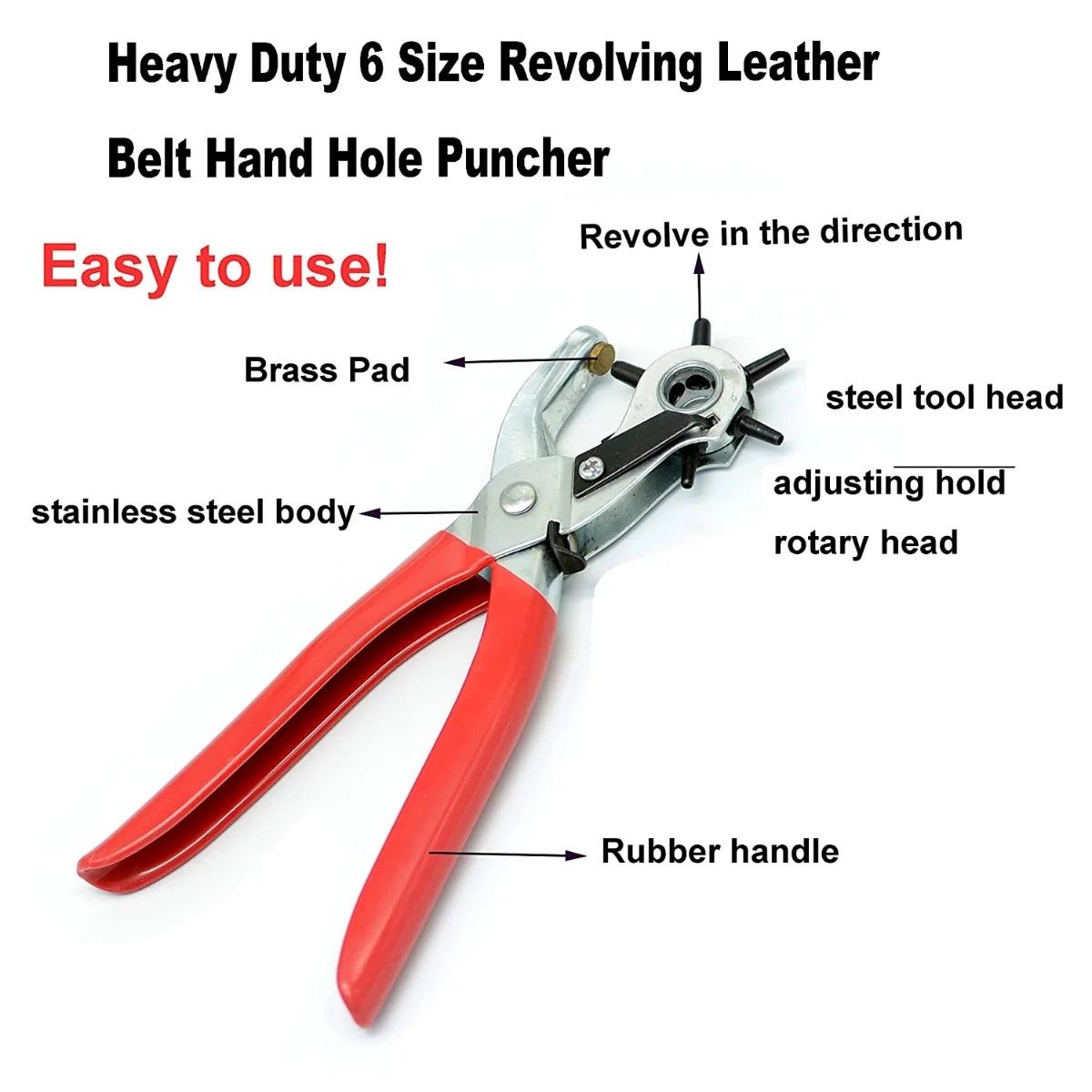 Heavy Duty Leather Hole Punch  6 Size Manual Leather Hole Puncher 4