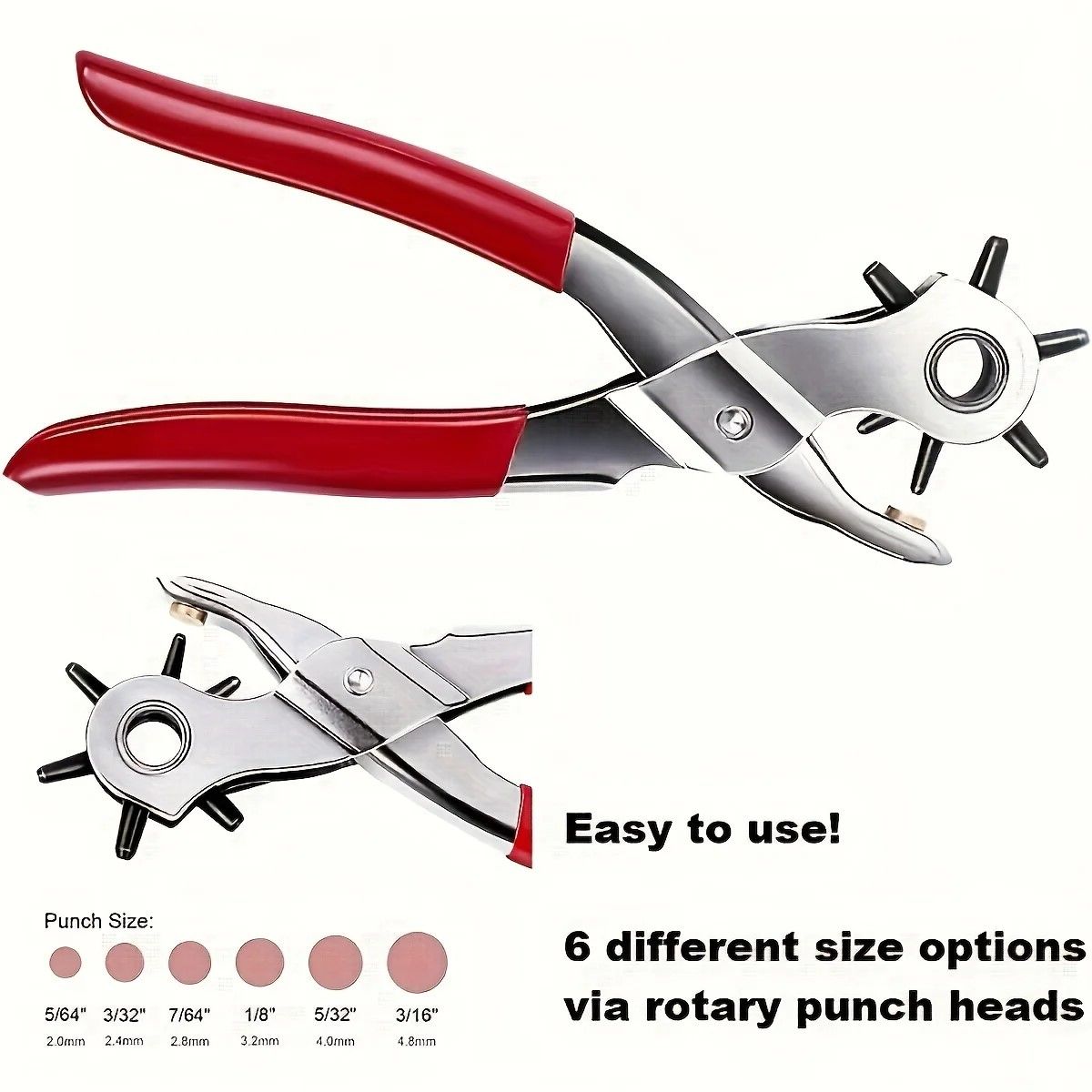 Heavy Duty Leather Hole Punch  6 Size Manual Leather Hole Puncher 6