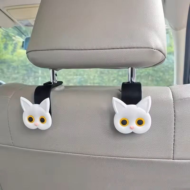 PurrHook 3D Cat Car Seat Headrest Hooks – Cute Storage Hangers for Bags, Coats & Accessories