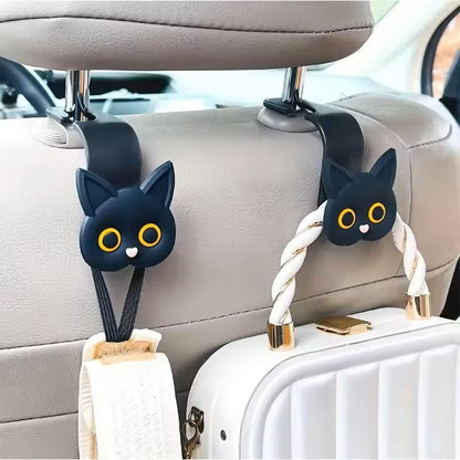 PurrHook 3D Cat Car Seat Headrest Hooks  Cute Storage Hangers For Bags Coats  Accessories 3
