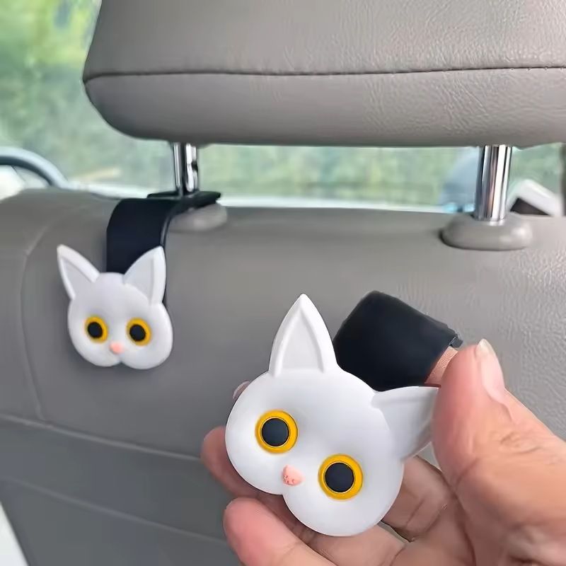 PurrHook 3D Cat Car Seat Headrest Hooks  Cute Storage Hangers For Bags Coats  Accessories 4
