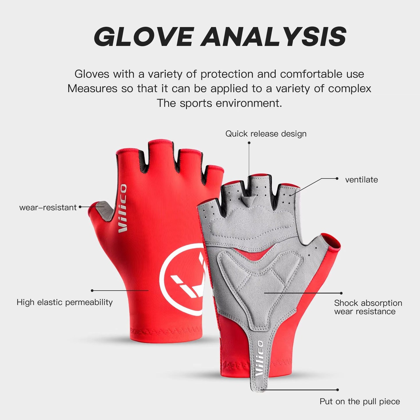 Breaking Wind Half Finger Cycling Gloves Antislip Road Bike And MTB Mittens 2