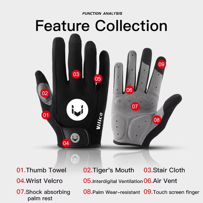 Breath Cool Full Finger MTB Gloves Shock Absorbing Trail And Ride Protection 2