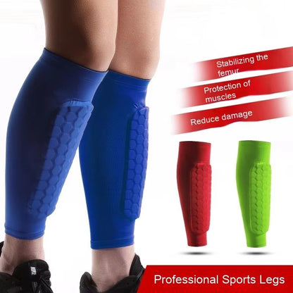Honeycomb Shin Guards Leg Sleeves – Shockproof Soccer Protection with Anti-Slip Grip