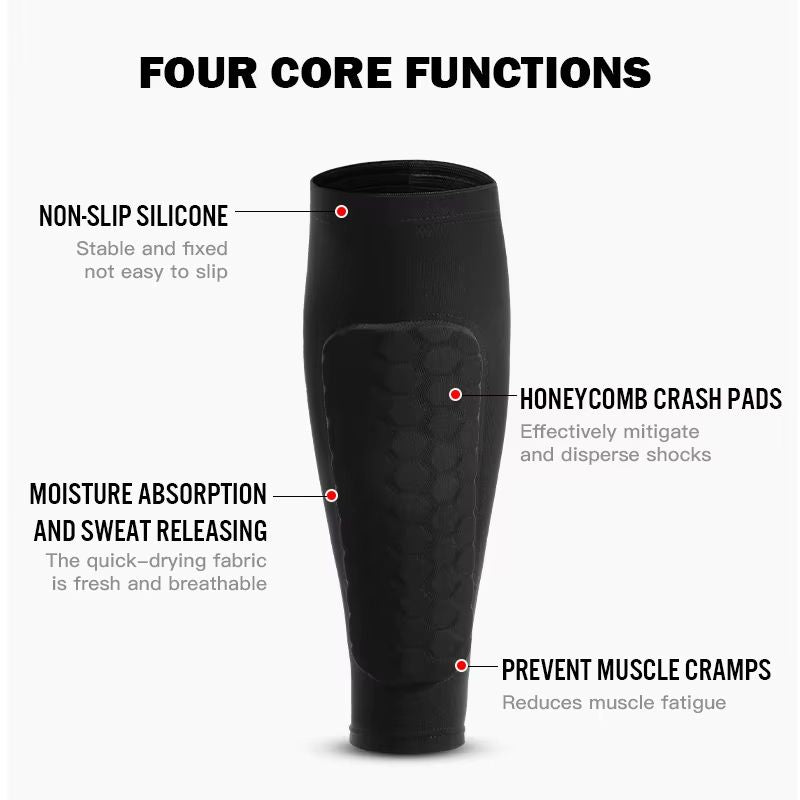 Honeycomb Padded Football Shin Guard Compression Sleeve 3