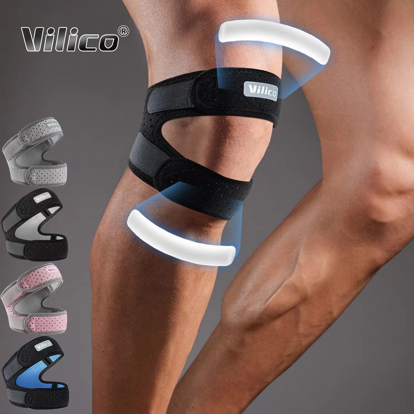 Adjustable IT Band Compression Wrap for Knee Thigh & Hip Support