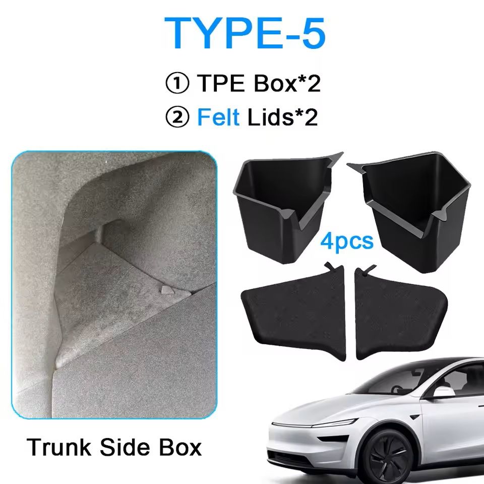 JuniperFit Trunk Organizer  Side Storage Box With Flocked TPE Mat For Tesla Model Y 20202025 1