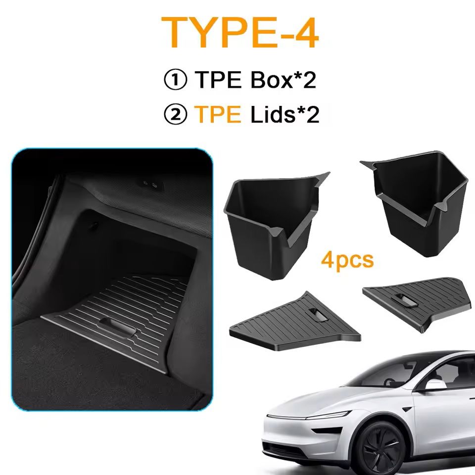 JuniperFit Trunk Organizer  Side Storage Box With Flocked TPE Mat For Tesla Model Y 20202025 5