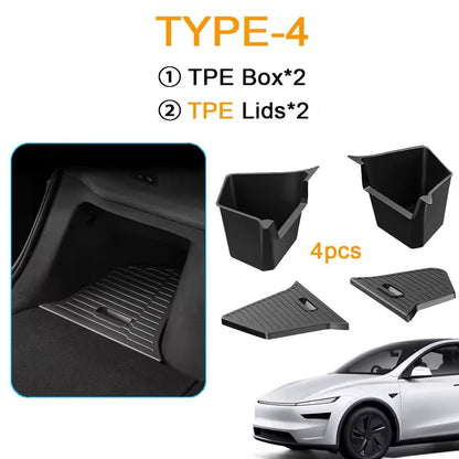 JuniperFit Trunk Organizer  Side Storage Box With Flocked TPE Mat For Tesla Model Y 20202025 5