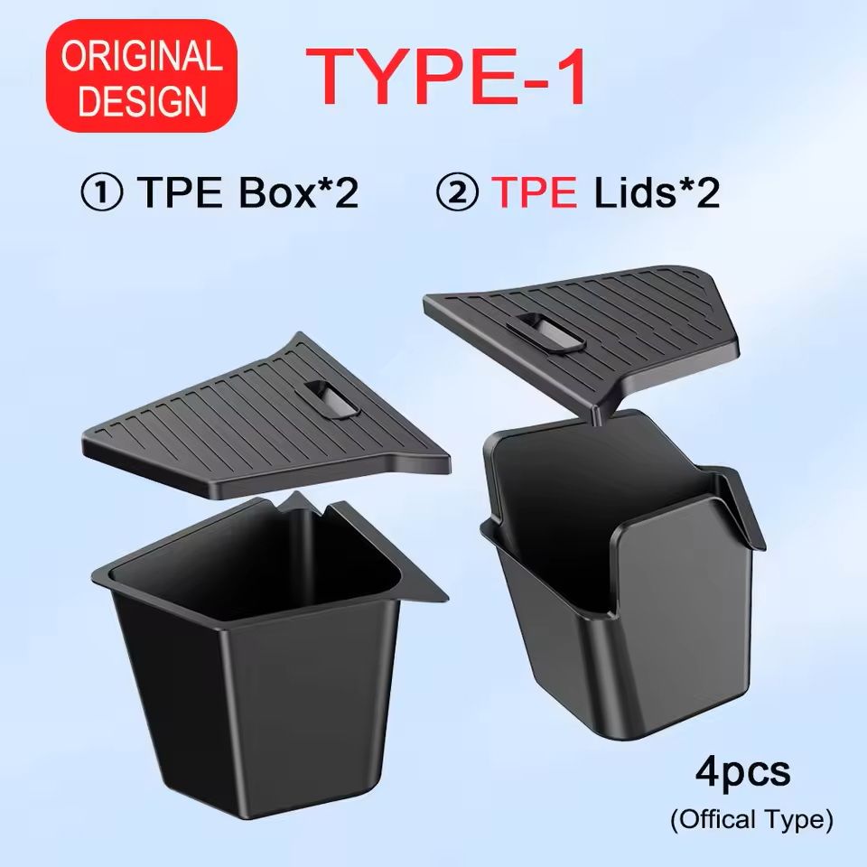JuniperFit Trunk Organizer & Side Storage Box with Flocked TPE Mat for Tesla Model Y 2020–2025